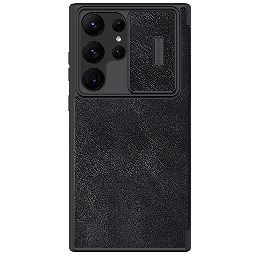 Bao Da Samsung Galaxy S23 Ultra Hiệu Nillkin Qin Pro Leather Case được làm bằng da và nhựa cao cấp cực kỳ sang trọng, bảo vệ camera siêu tốt nhờ thanh trượt